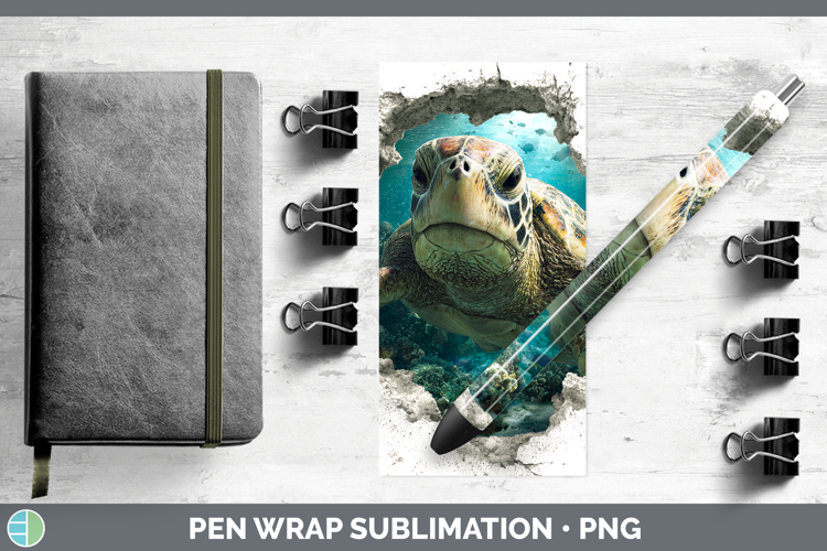 Sea turtle Sea 3D Hole Pen Wrap Sublimation Design