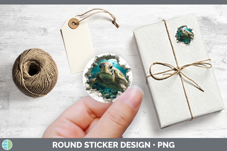 Sea turtle Sea 3D Hole Stickers Design