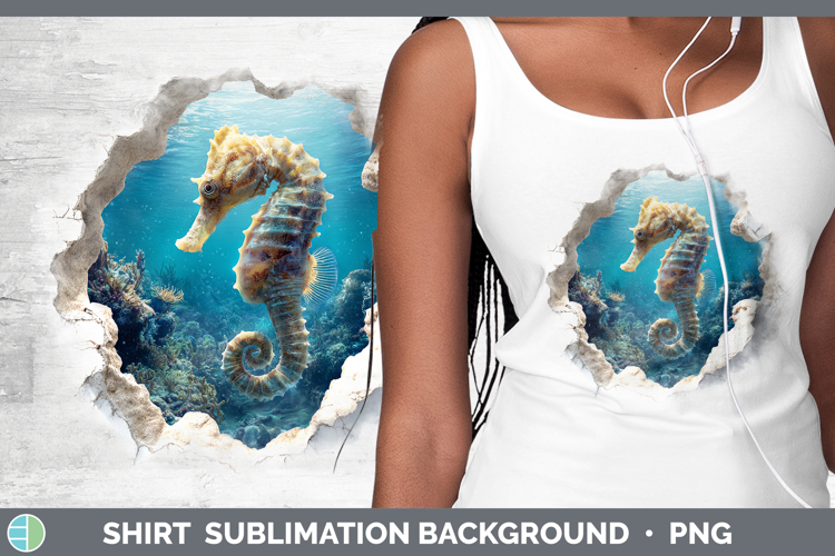 Seahorse Sea 3D Hole Shirt Sublimation Design