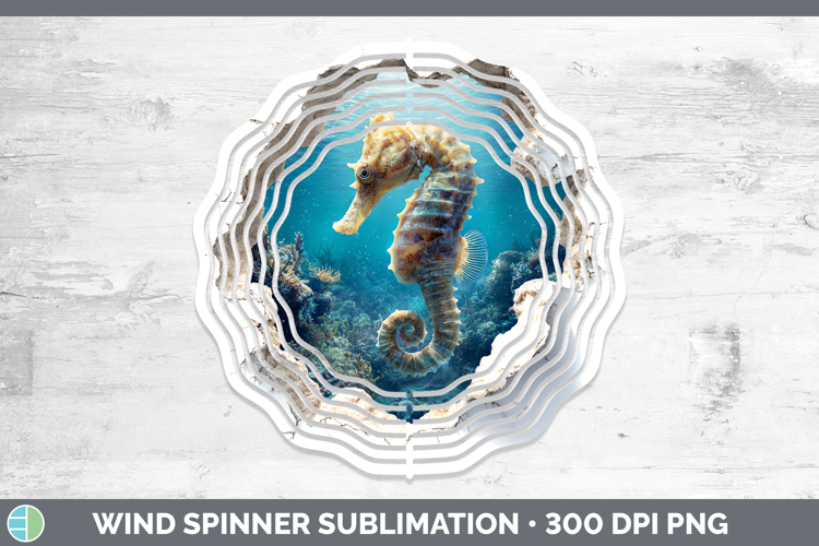 Seahorse Sea 3D Hole Wind Spinner Sublimation Design
