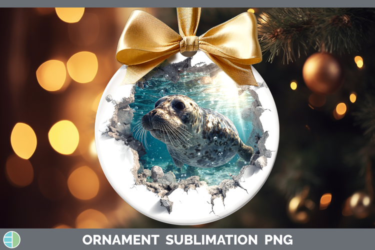 Seal Sea 3D Hole Ornament Sublimation Design