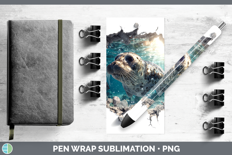 Seal Sea 3D Hole Pen Wrap Sublimation Design