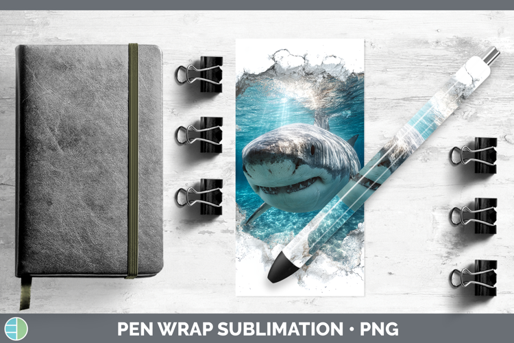 Shark Sea 3D Hole Pen Wrap Sublimation Design