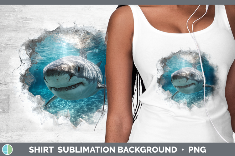 Shark Sea 3D Hole Shirt Sublimation Design