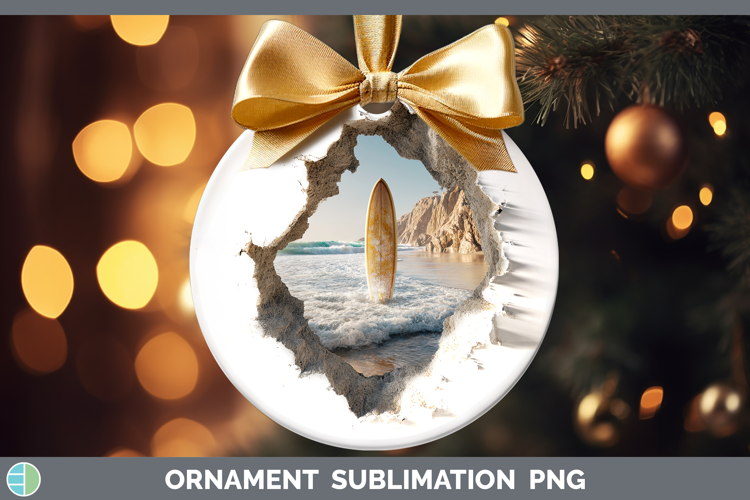 Surfboard Sea 3D Hole Ornament Sublimation Design