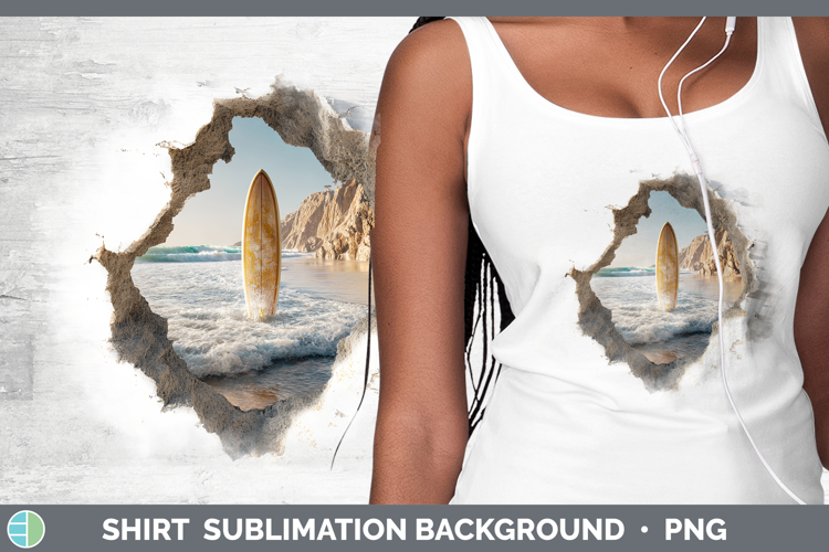 Surfboard Sea 3D Hole Shirt Sublimation Design