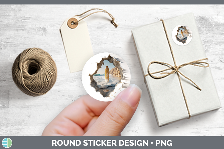 Surfboard Sea 3D Hole Stickers Design