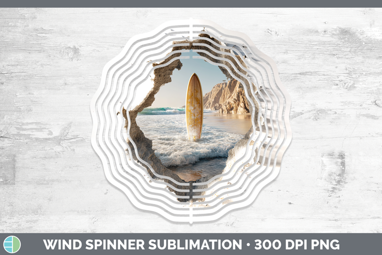 Surfboard Sea 3D Hole Wind Spinner Sublimation Design