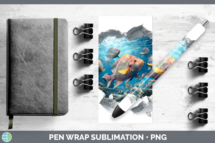 Tropical Fish Sea 3D Hole Pen Wrap Sublimation Design