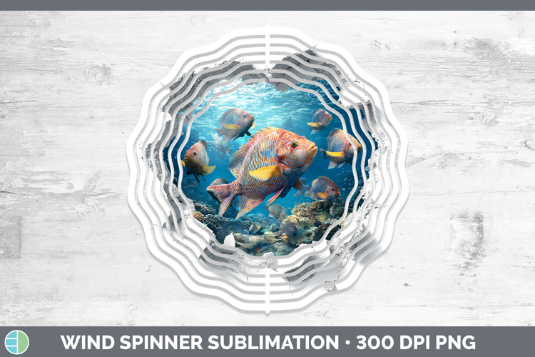 Tropical Fish Sea 3D Hole Wind Spinner Sublimation Design