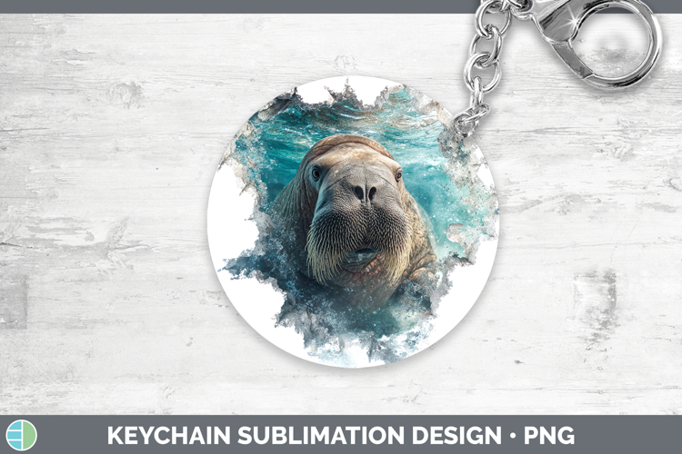 Walrus Sea 3D Hole Keychain Sublimation Design