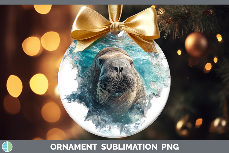 Walrus Sea 3D Hole Ornament Sublimation Design