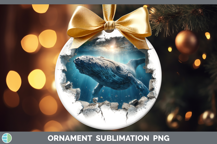 Whale Sea 3D Hole Ornament Sublimation Design