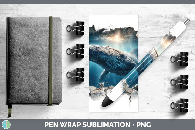 Whale Sea 3D Hole Pen Wrap Sublimation Design