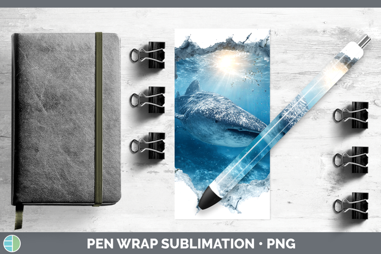 Whale Shark Sea 3D Hole Pen Wrap Sublimation Design
