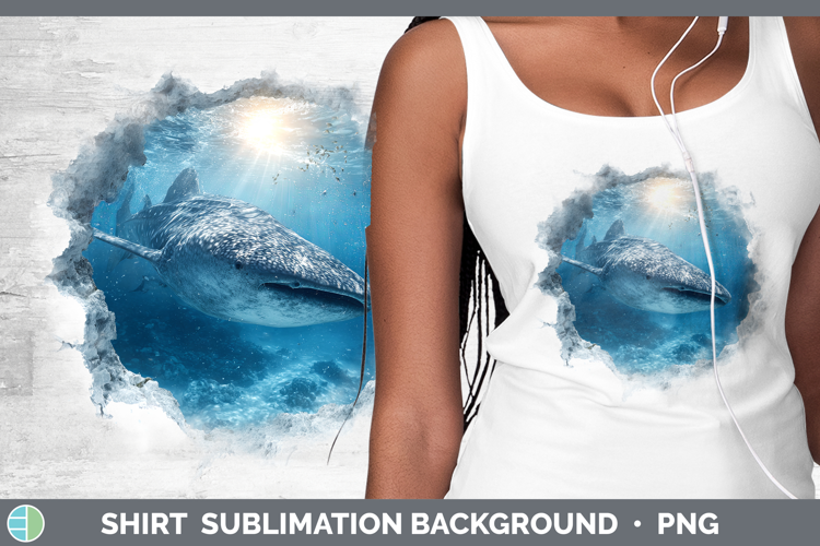 Whale Shark Sea 3D Hole Shirt Sublimation Design
