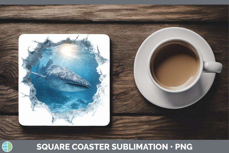 Whale Shark Sea 3D Hole Square Coaster Sublimation Design