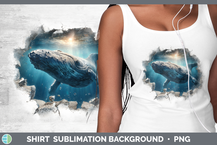 Whale Sea 3D Hole Shirt Sublimation Design