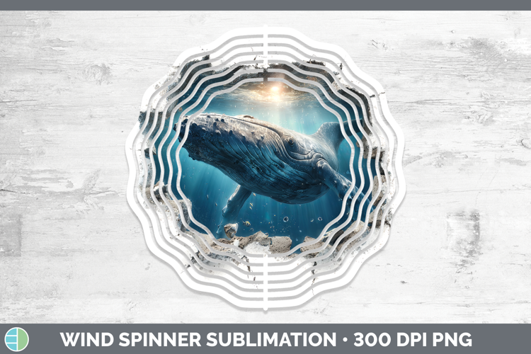 Whale Sea 3D Hole Wind Spinner Sublimation Design