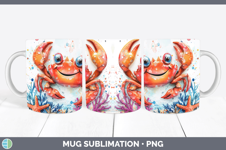 Sea Adorable Crab Mug Wrap Sublimation Coffee Cup Designs
