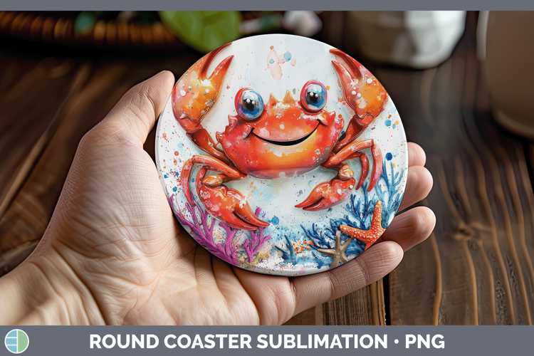 Sea Adorable Crab Round Coaster Sublimation Coaster Designs