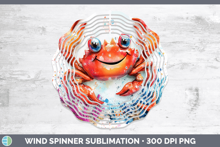 Sea Adorable Crab Wind Spinner Sublimation Spinner Designs
