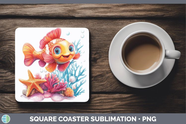 Sea Adorable Fish Square Coaster Sublimation Coaster Designs