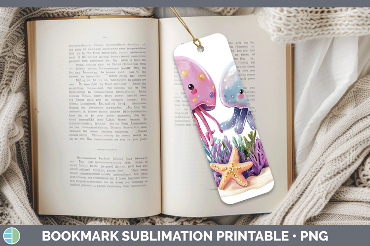 Sea Adorable Jellyfish Bookmark Sublimation Printable Design