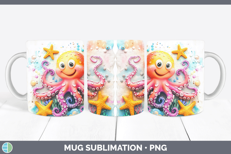 Sea Adorable Octopus Mug Wrap Sublimation Coffee Cup Designs