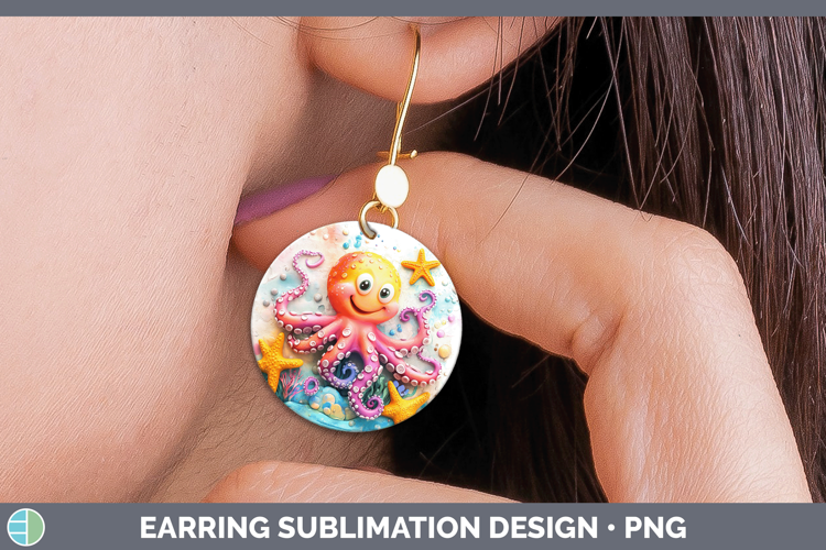 Sea Adorable Octopus Round Earrings Sublimation Earrings Des