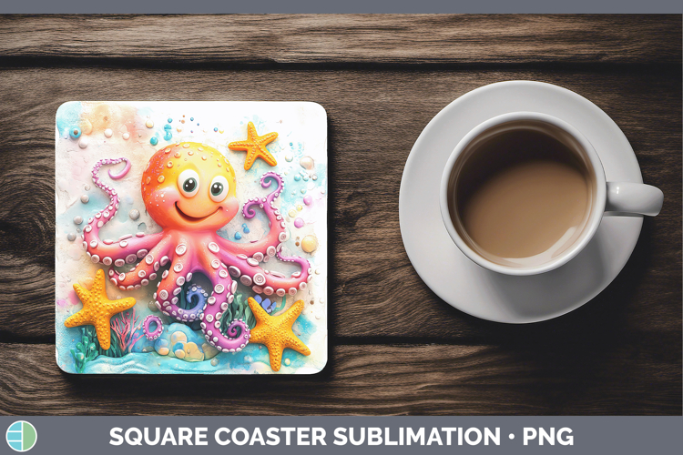 Sea Adorable Octopus Square Coaster Sublimation Coaster Desi