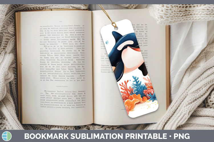 Sea Adorable Orca Bookmark Sublimation Printable Designs