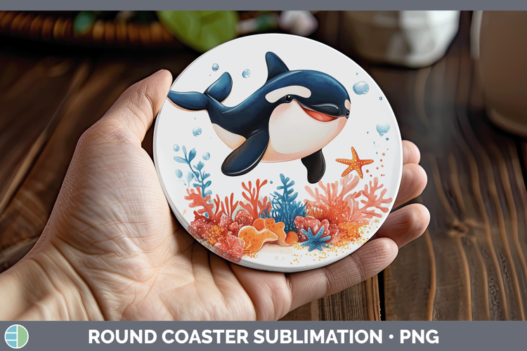 Sea Adorable Orca Round Coaster Sublimation Coaster Designs