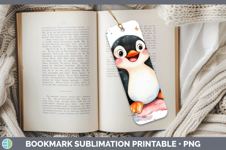 Sea Adorable Penguin Bookmark Sublimation Printable Designs