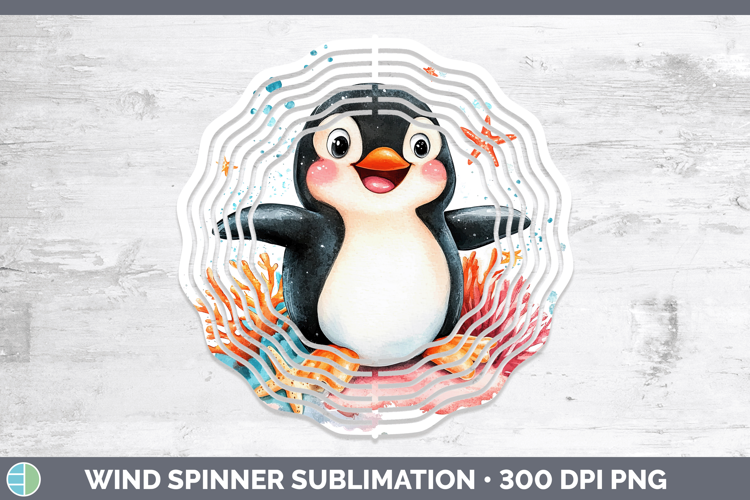 Sea Adorable Penguin Wind Spinner Sublimation Spinner Design