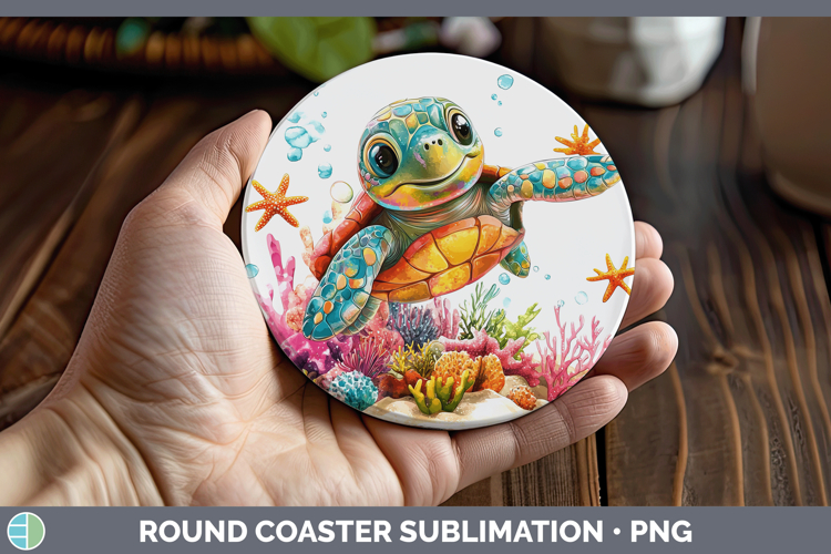Sea Adorable Sea turtle Round Coaster Sublimation Coaster De