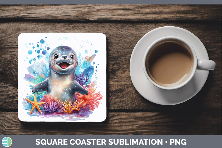 Sea Adorable Seal Square Coaster Sublimation Coaster Designs
