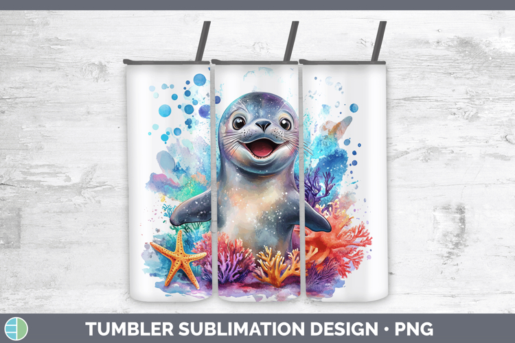 Sea Adorable Seal Tumbler Sublimation 20 oz Skinny Tumbler D