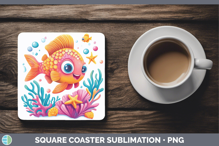 Sea Adorable Tropical Fish Square Coaster Sublimation Coaste