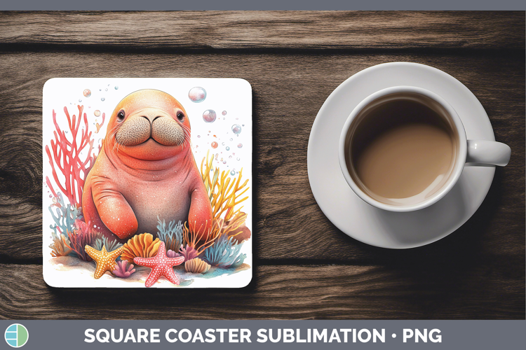 Sea Adorable Walrus Square Coaster Sublimation Coaster Desig