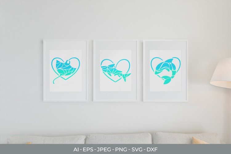 Sea Animal Love Silhouette Papercut example image 1