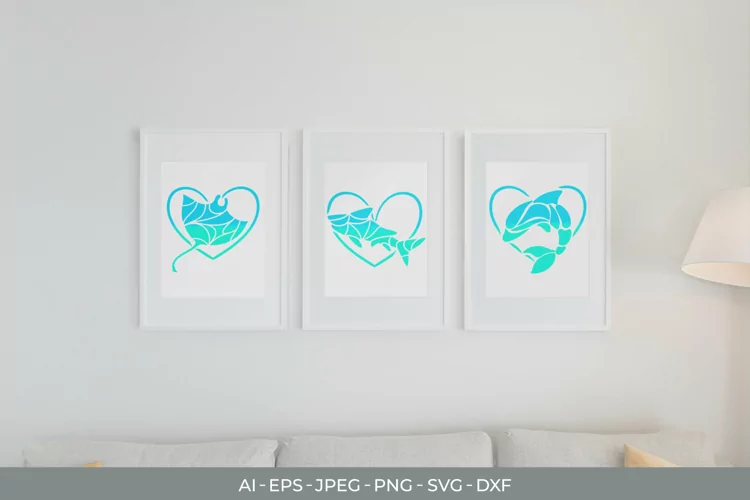 Sea Animal Love Silhouette Papercut
