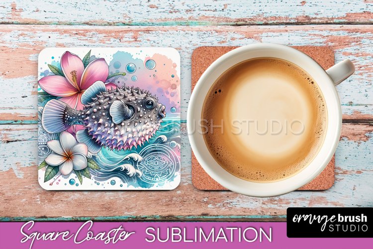 Sea Animals Coaster Sublimation - Beach Square Coaster PNG