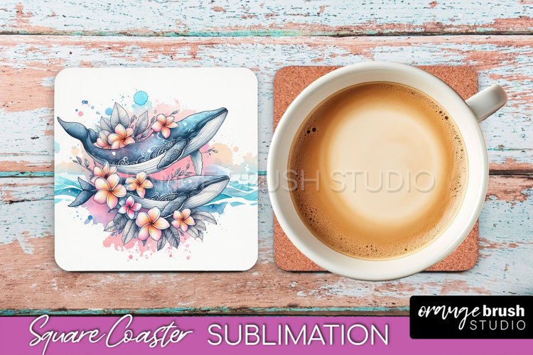 Sea Animals Coaster Sublimation - Beach Square Coaster PNG