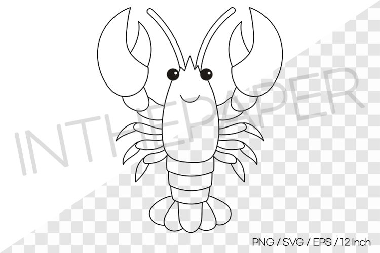 Lobster Outline Coloring Page Clipart SVG EPS PNG Sea Animal