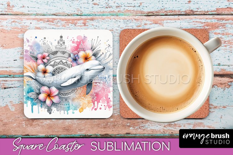 Sea Animals Coaster Sublimation - Beach Square Coaster PNG
