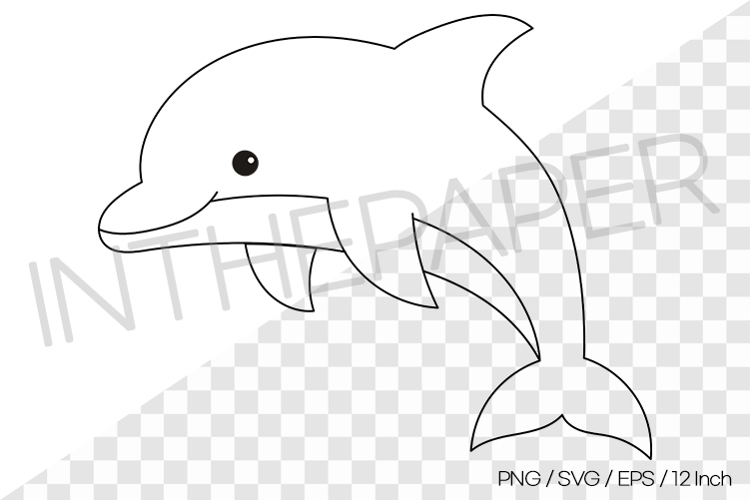 Dolphin Outline Coloring Page Clipart SVG EPS PNG Sea Animal