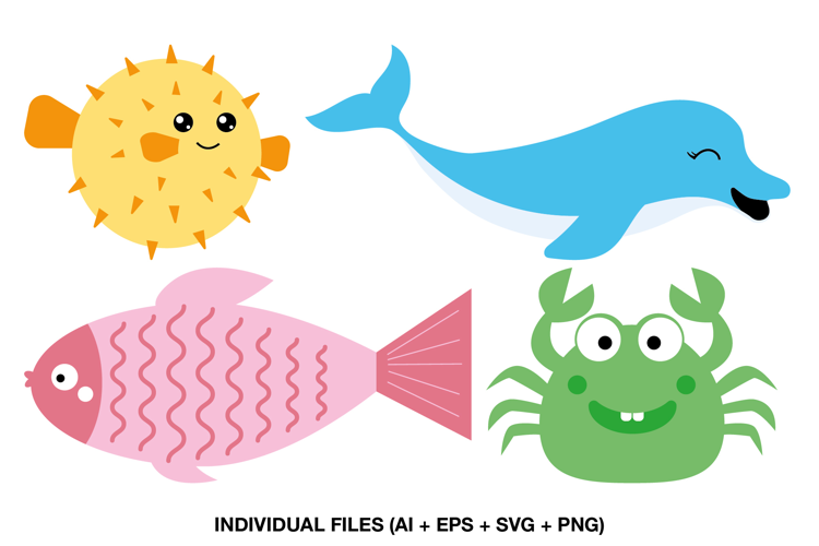 Cute Sea Animal Clipart for Ocean Party Decorations