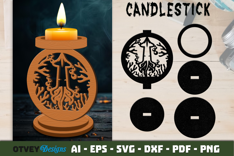 Sea Animals Scene Candlestick Lasercut