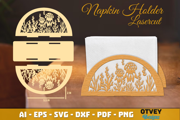 Sea Animals Scene Napkin Holder Lasercut